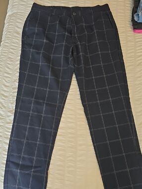 Zara Men's Navy Windowpane Dress Pants